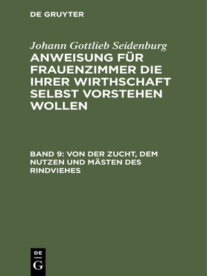 cover image of Von der Zucht, dem Nutzen und Mästen des Rindviehes